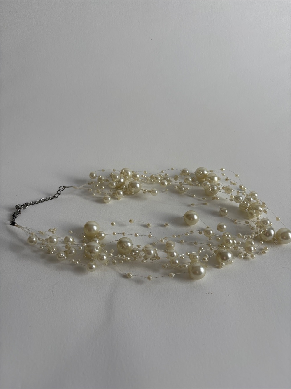 Multi-Strand Pearl Bead Spray Necklace - Ivory Elegance - Picture 3 of 4